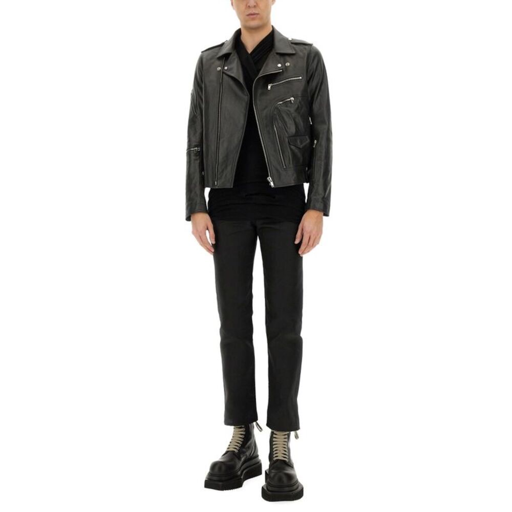 Rick Owens Men Leather Bauhaus Jacket - Picture 2 of 4